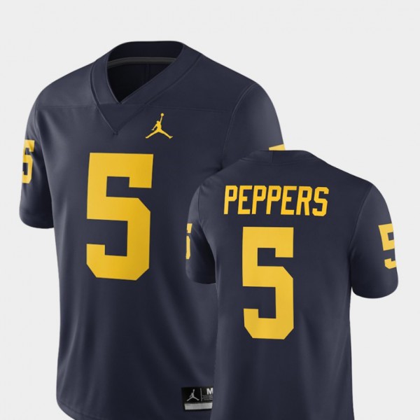 University of Michigan #5 For Men Jabrill Peppers Jersey Navy NCAA Player Alumni Football Game
